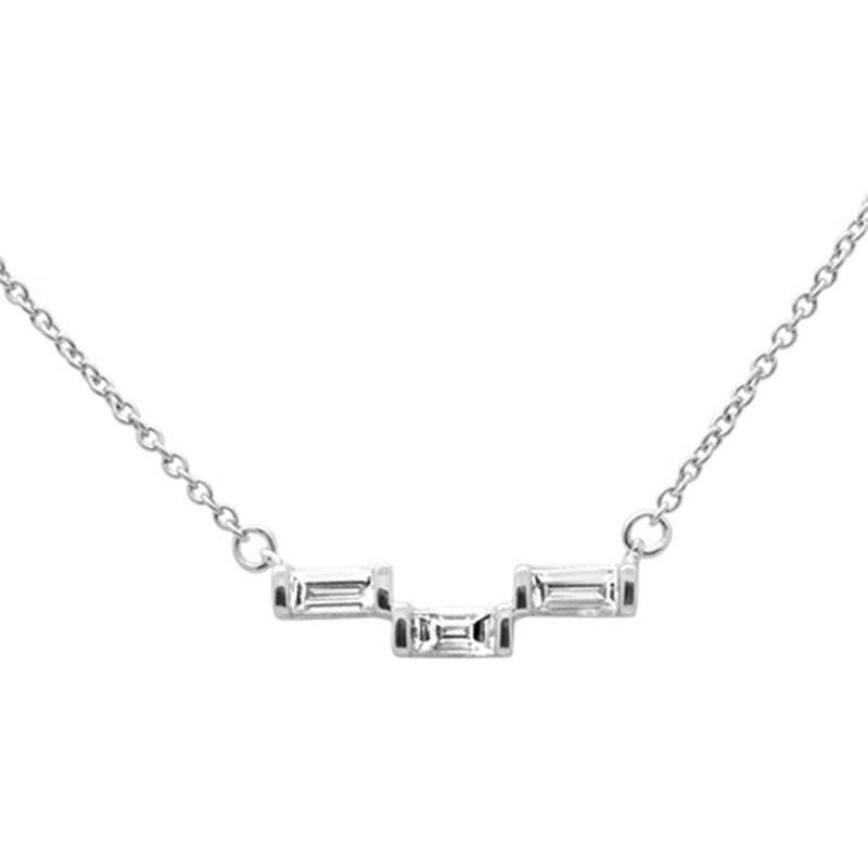 SPECIAL!.19ct G SI 14K White Gold Baguette Diamond Pendant Size 6.5