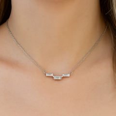 SPECIAL!.19ct G SI 14K White Gold Baguette Diamond Pendant Size 6.5