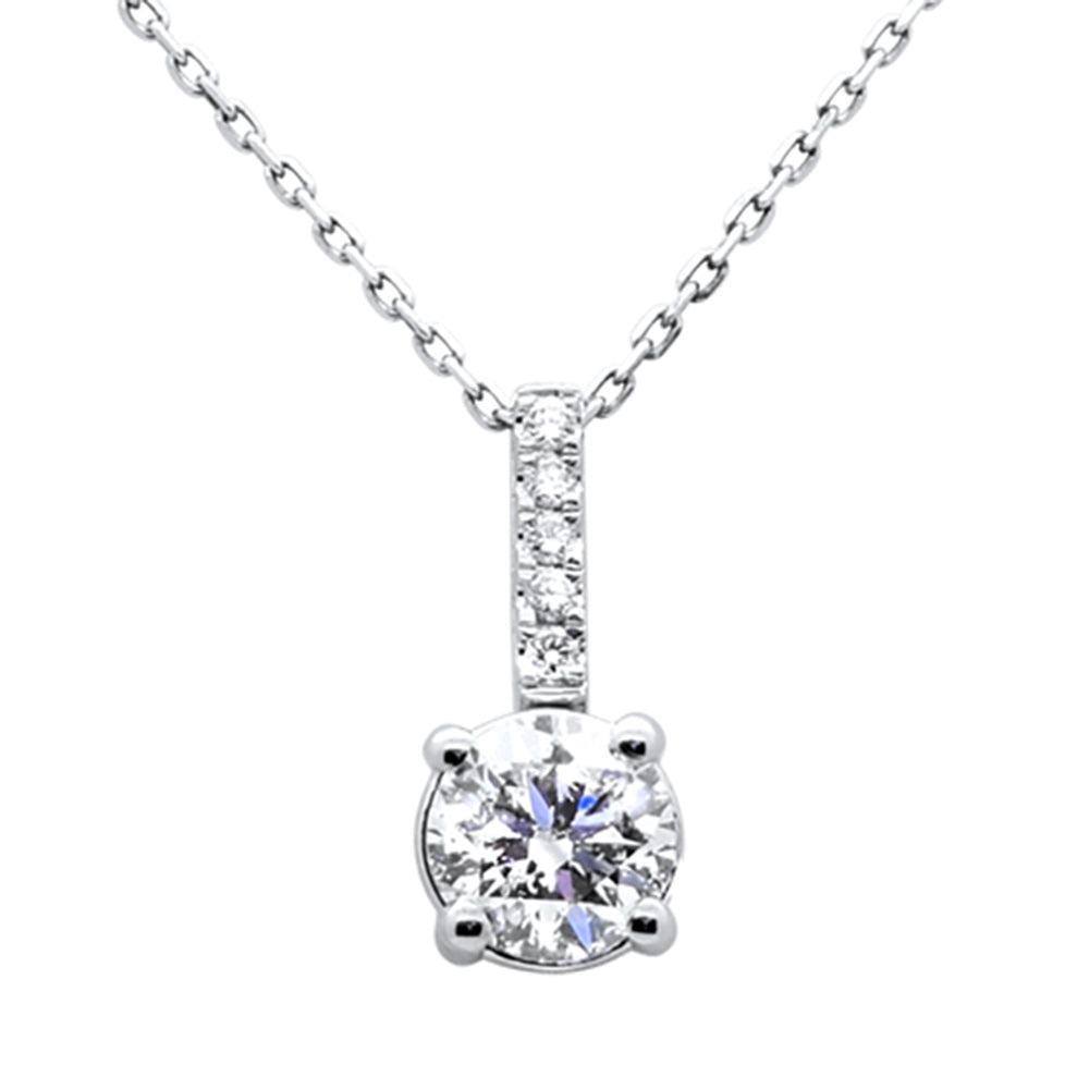 SPECIAL!1.10ct G SI 14K White Gold Round Diamond Solitare Pendant 18" Long