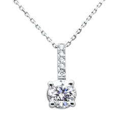 SPECIAL!1.10ct G SI 14K White Gold Round Diamond Solitare Pendant 18" Long