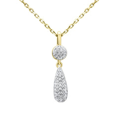 .10ct G SI 14K Yellow Gold Diamond Drop Pendant Necklace 18" Long Chain