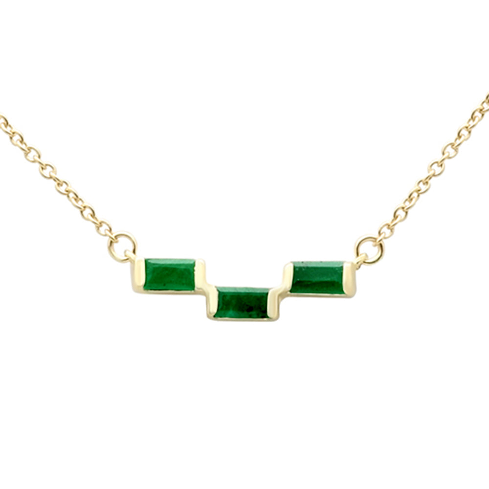 SPECIAL! .30ct G SI 14K Yellow Gold  Emerald Gemstone Pendant Necklace 18" Long Chain