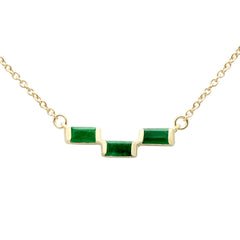 SPECIAL! .30ct G SI 14K Yellow Gold  Emerald Gemstone Pendant Necklace 18" Long Chain