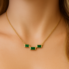 SPECIAL! .30ct G SI 14K Yellow Gold  Emerald Gemstone Pendant Necklace 18" Long Chain