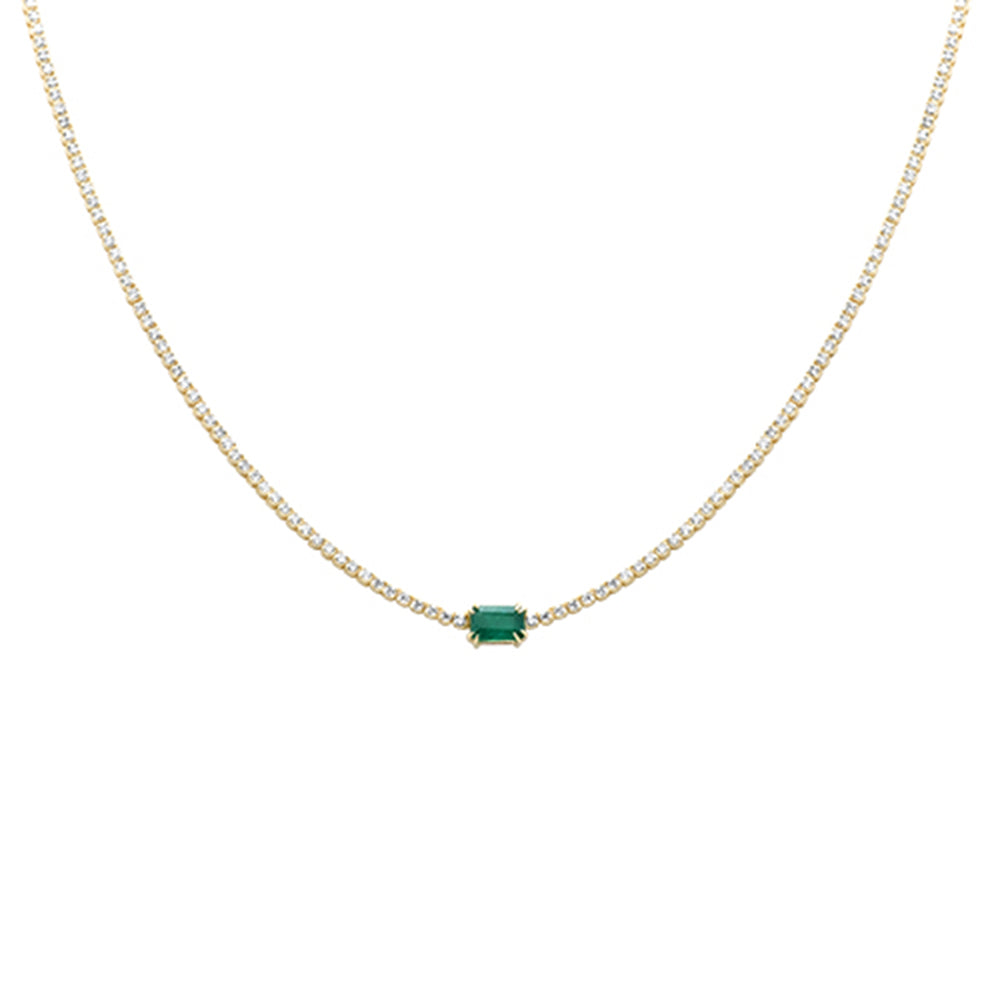 SPECIAL!2.61ct G SI 14K Yellow Gold Diamond & Emerald Double Eagle Prong Set Tennis Necklace 16" Long