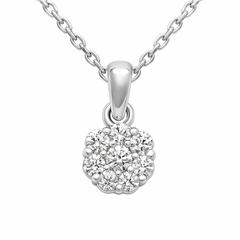 DIAMOND CLOSEOUT!  .60ct G SI 14K White Gold Diamond Flower Solitaire Pendant Necklace 18" Chain