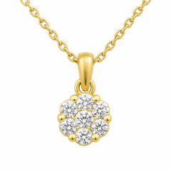 DIAMOND CLOSEOUT!  .60ct G SI 14K Yellow Gold Flower Solitaire Diamond Pendant Necklace 18" Chain