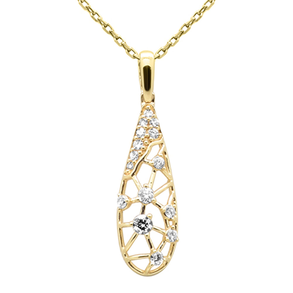 SPECIAL!.19ct G SI 14K Yellow Gold Round Diamond Trendy Style Pendant Necklace 18" Long