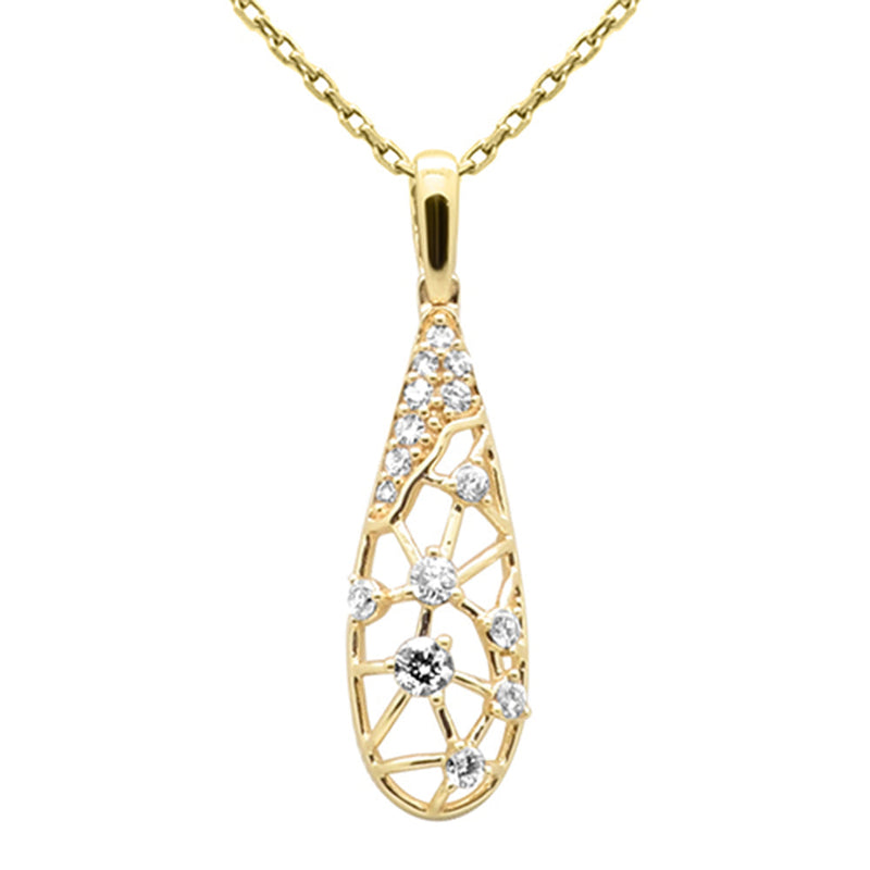 SPECIAL!.19ct G SI 14K Yellow Gold Round Diamond Trendy Style Pendant Necklace 18" Long