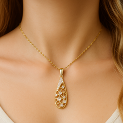SPECIAL!.19ct G SI 14K Yellow Gold Round Diamond Trendy Style Pendant Necklace 18" Long