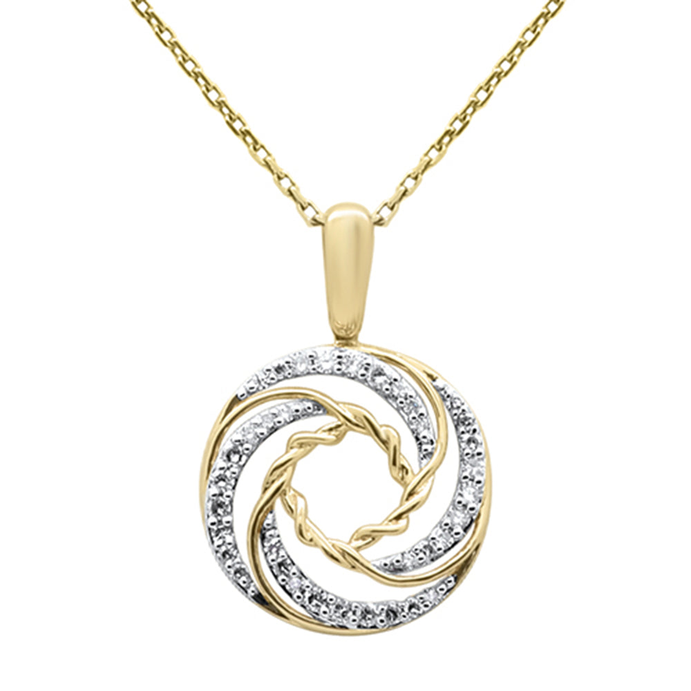 SPECIAL!.20ct G SI 14K Yellow Gold Round Diamond Swirl Style Pendant Necklace 18" Long