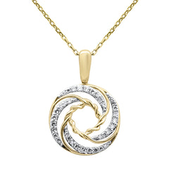 SPECIAL!.20ct G SI 14K Yellow Gold Round Diamond Swirl Style Pendant Necklace 18" Long
