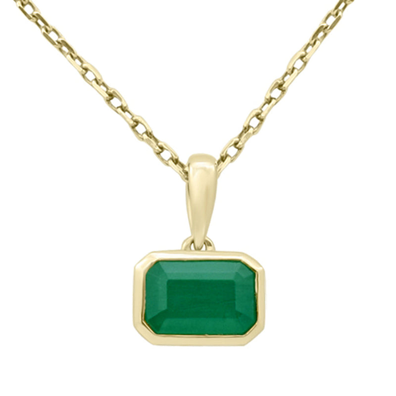 SPECIAL! .53ct G SI 14KT Yellow Gold Emerald Gemstone Pendant Necklace 18" Long Chain