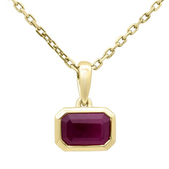 SPECIAL!.72ct G SI 14KT Yellow Gold Ruby Gemstone Pendant Necklace 18" Long Chain