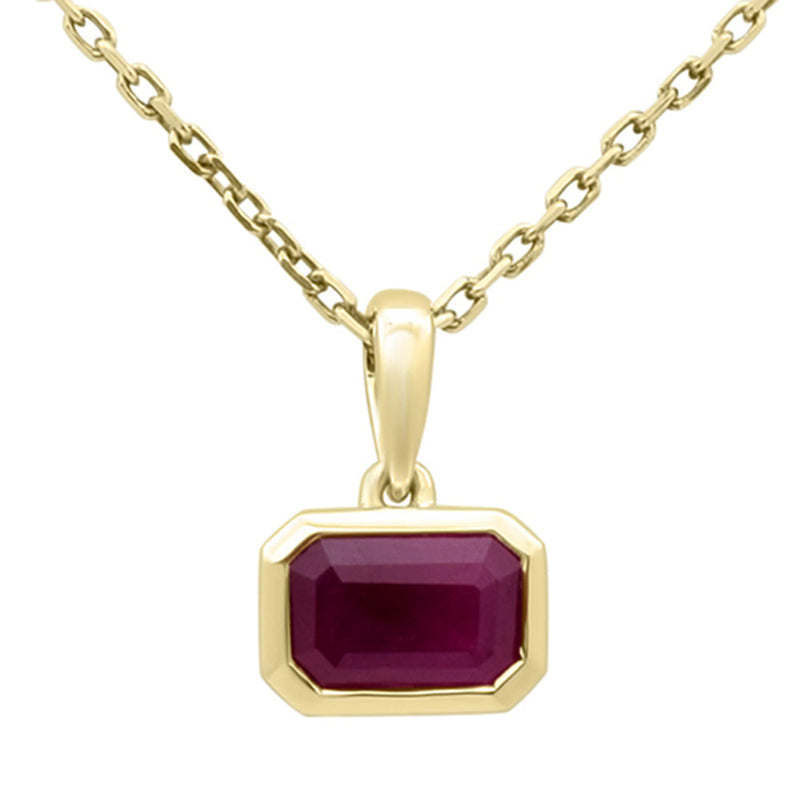 SPECIAL!.72ct G SI 14KT Yellow Gold Ruby Gemstone Pendant Necklace 18" Long Chain