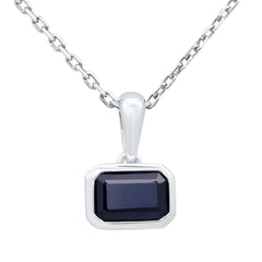 SPECIAL!.86ct G SI 14KT White Gold Blue Sapphire Gemstone Pendant Necklace 18" Long Chain