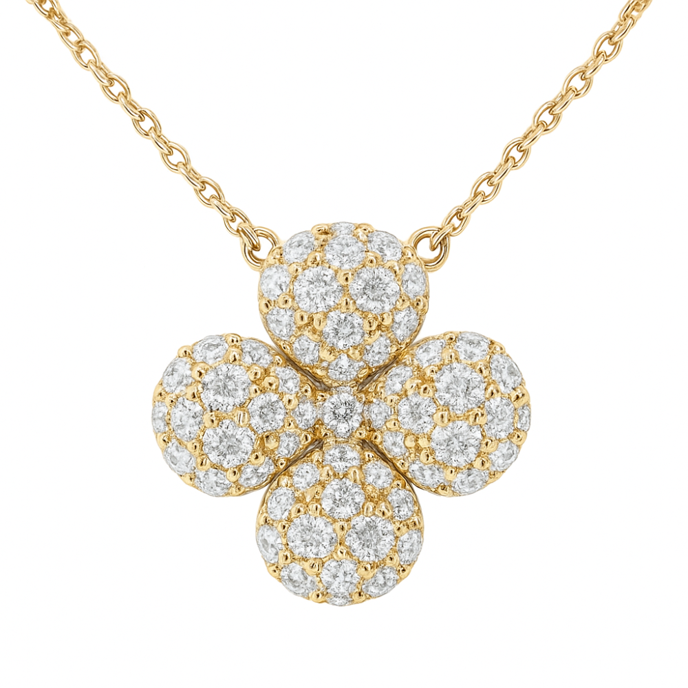SPECIAL!.51ct G SI 14K Yellow Gold Diamond Flower Pendant 18" Long