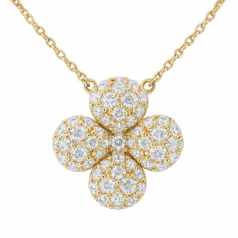 SPECIAL!.51ct G SI 14K Yellow Gold Diamond Flower Pendant 18" Long