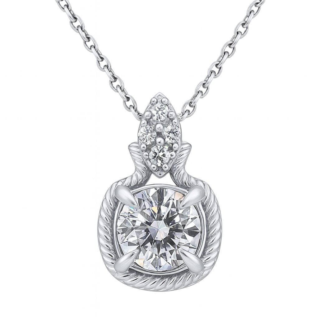 SPECIAL!1.20ct G SI 14K White Gold Round Brilliant Diamond Solitaire Pendant 18" Long