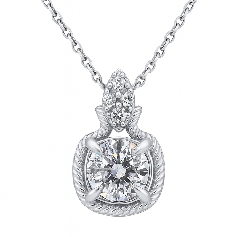 SPECIAL!1.20ct G SI 14K White Gold Round Brilliant Diamond Solitaire Pendant 18" Long