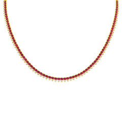 SPECIAL!8.89ct G SI 14K Yellow Gold Diamond & Ruby Gemstone Tennis Necklace 16" Long