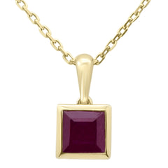 SPECIAL!.90ct G SI 14K Yellow Gold Bezel Set Ruby Gemstone Pendant 18" Long