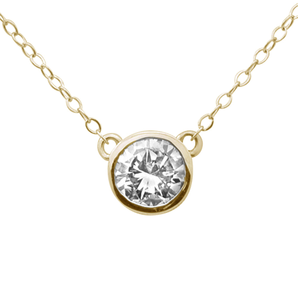 SPECIAL!.45ct G SI 14K Yellow Gold Round Diamond Bezel Pendant 18" Long