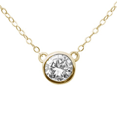 SPECIAL!.45ct G SI 14K Yellow Gold Round Diamond Bezel Pendant 18" Long