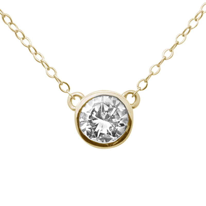 SPECIAL!.45ct G SI 14K Yellow Gold Round Diamond Bezel Pendant 18" Long
