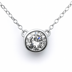 SPECIAL!.40ct G SI 14K White Gold Round Diamond Bezel Pendant 18" Long