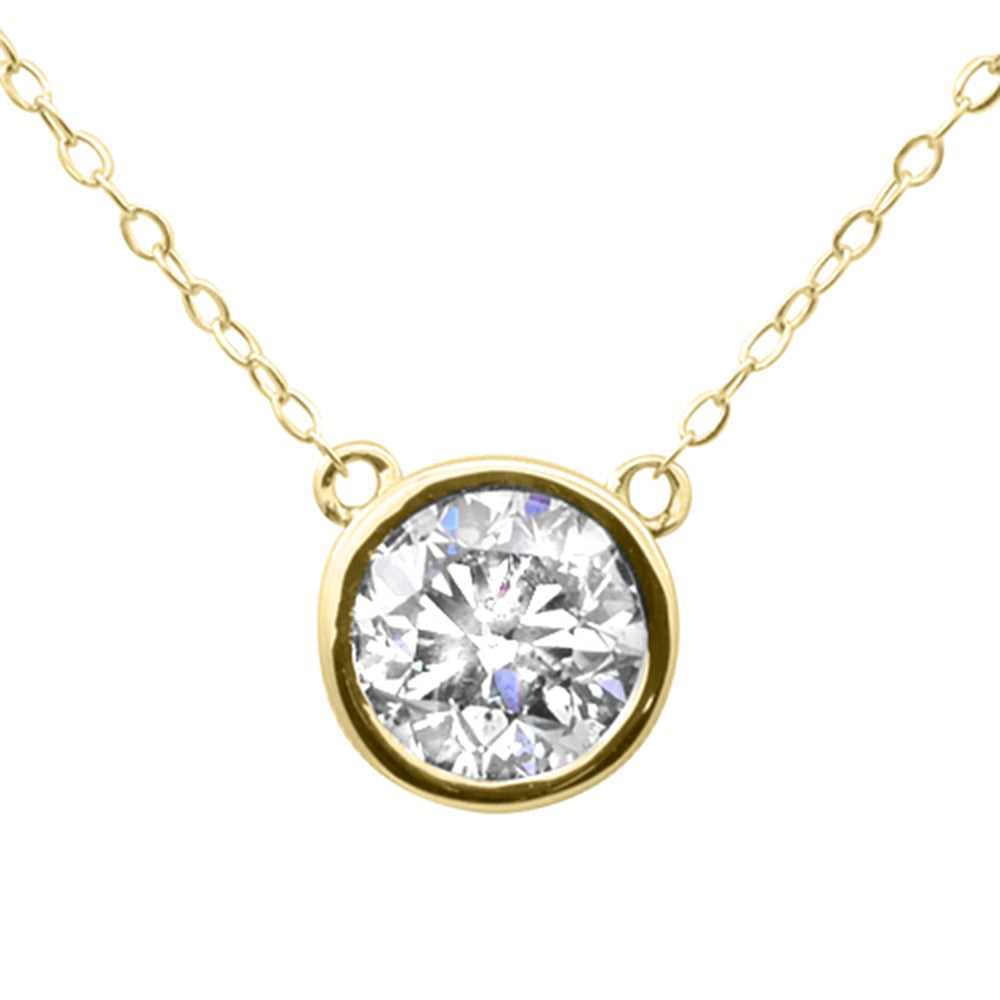 SPECIAL! .90ct G SI 14K Yellow Gold Round Diamond Bezel Pendant 18" Long