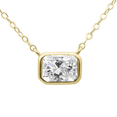 SPECIAL!.56ct G SI 14K Yellow Gold Bezel Set Radiant Cut Diamond Pendant 18" Long