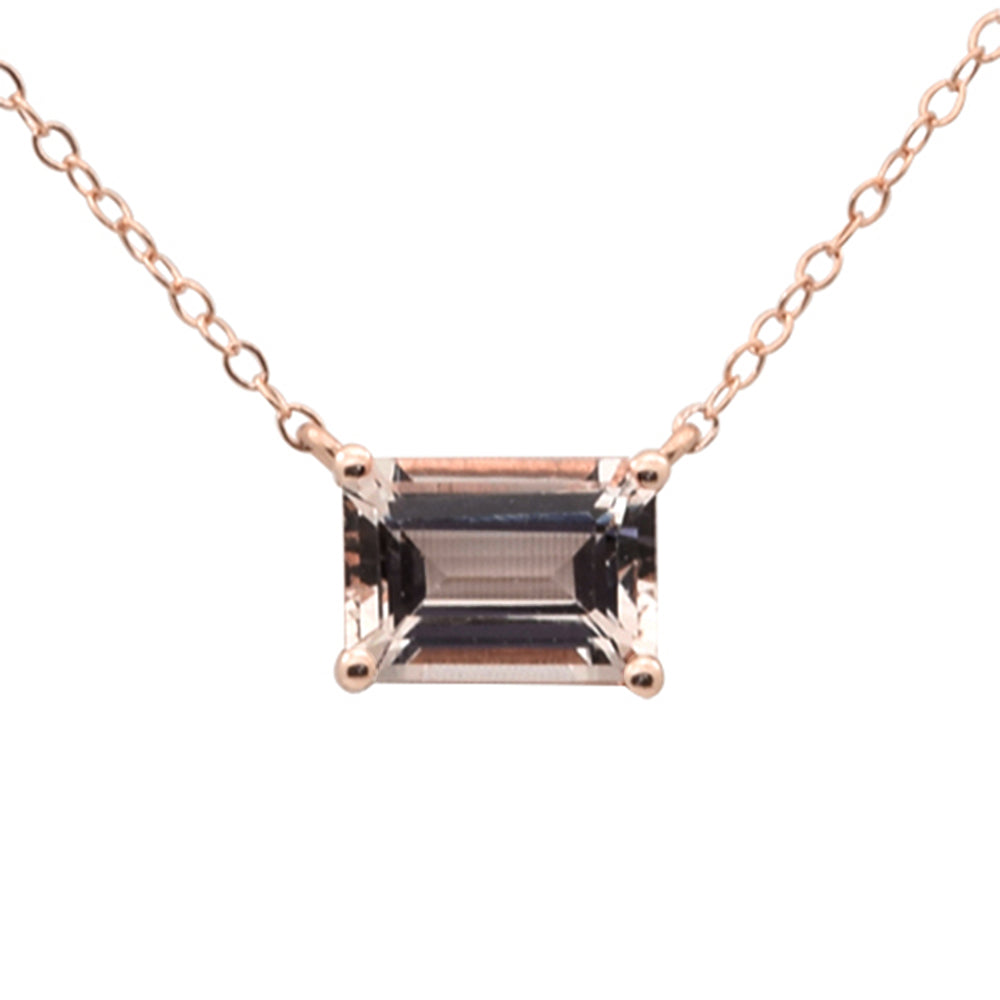.86ct G SI 14K Rose Gold Morganite Gemstone Pendant 18" Long