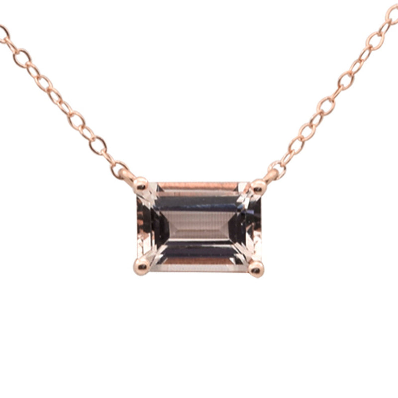 .86ct G SI 14K Rose Gold Morganite Gemstone Pendant 18" Long