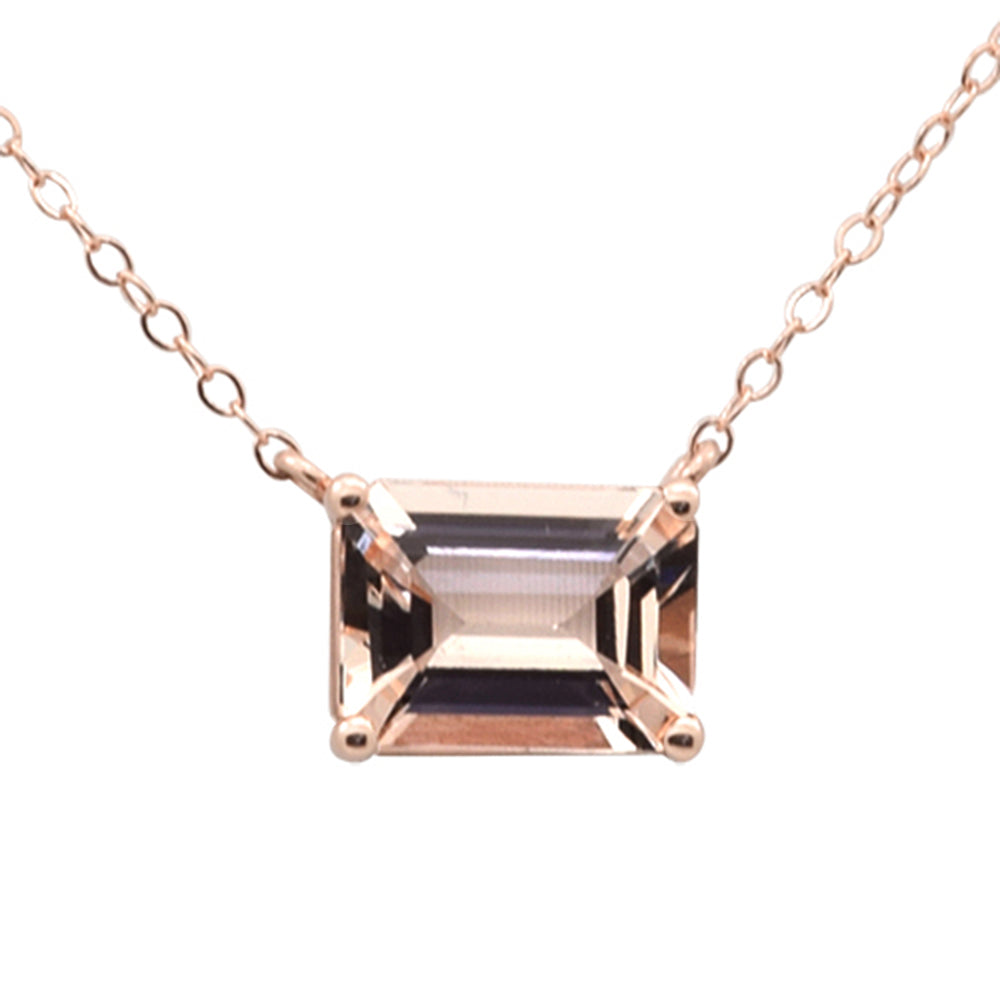 SPECIAL! 1.25ct G SI 14K Rose Gold Morganite Gemstone Pendant 18" Long