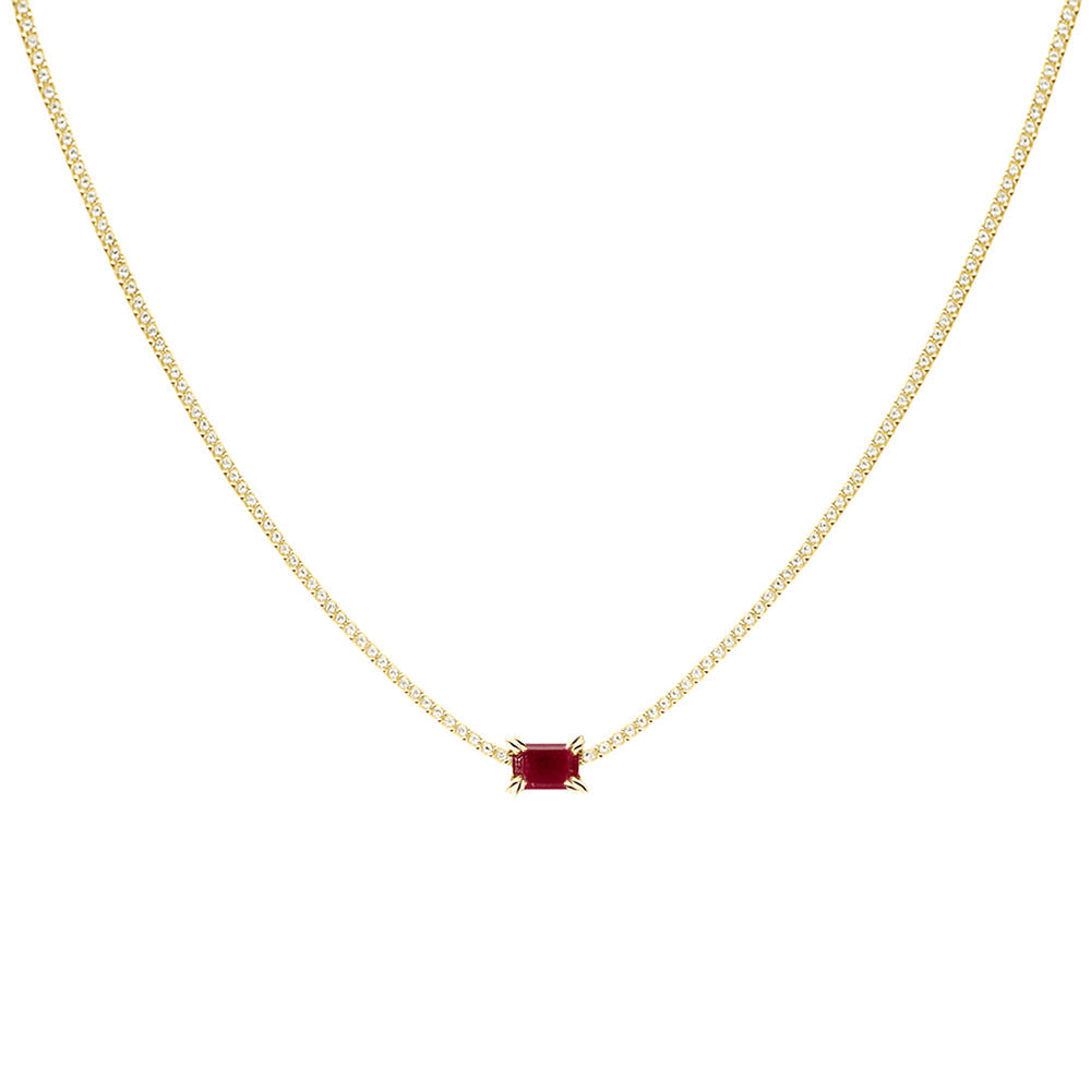 SPECIAL!2.55ct G SI 14K Yellow Gold Diamond & Ruby Gemstone Tennis Pendant Necklace 16" Long