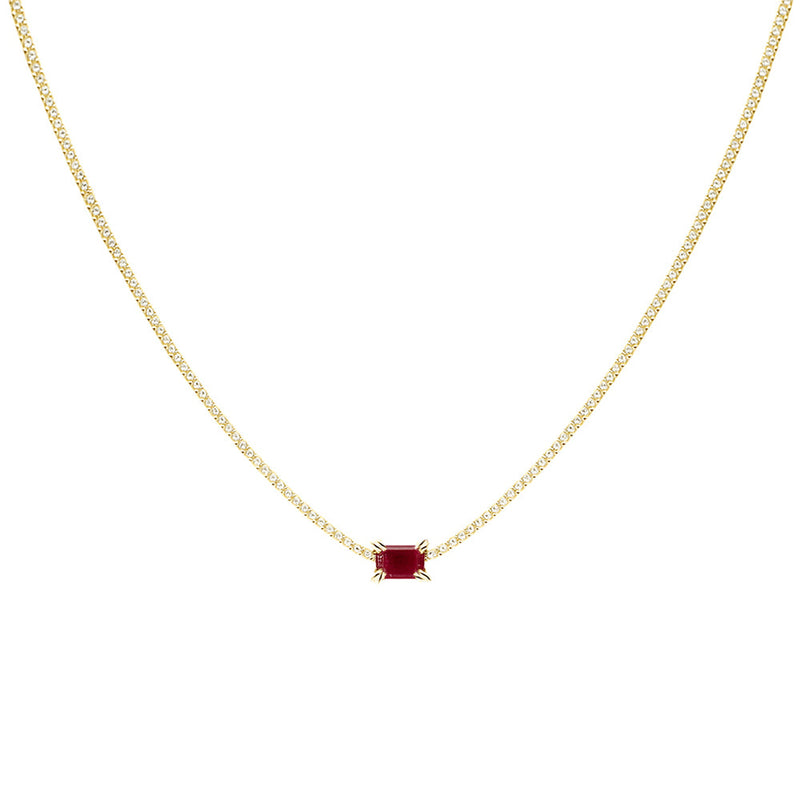 SPECIAL!2.55ct G SI 14K Yellow Gold Diamond & Ruby Gemstone Tennis Pendant Necklace 16" Long