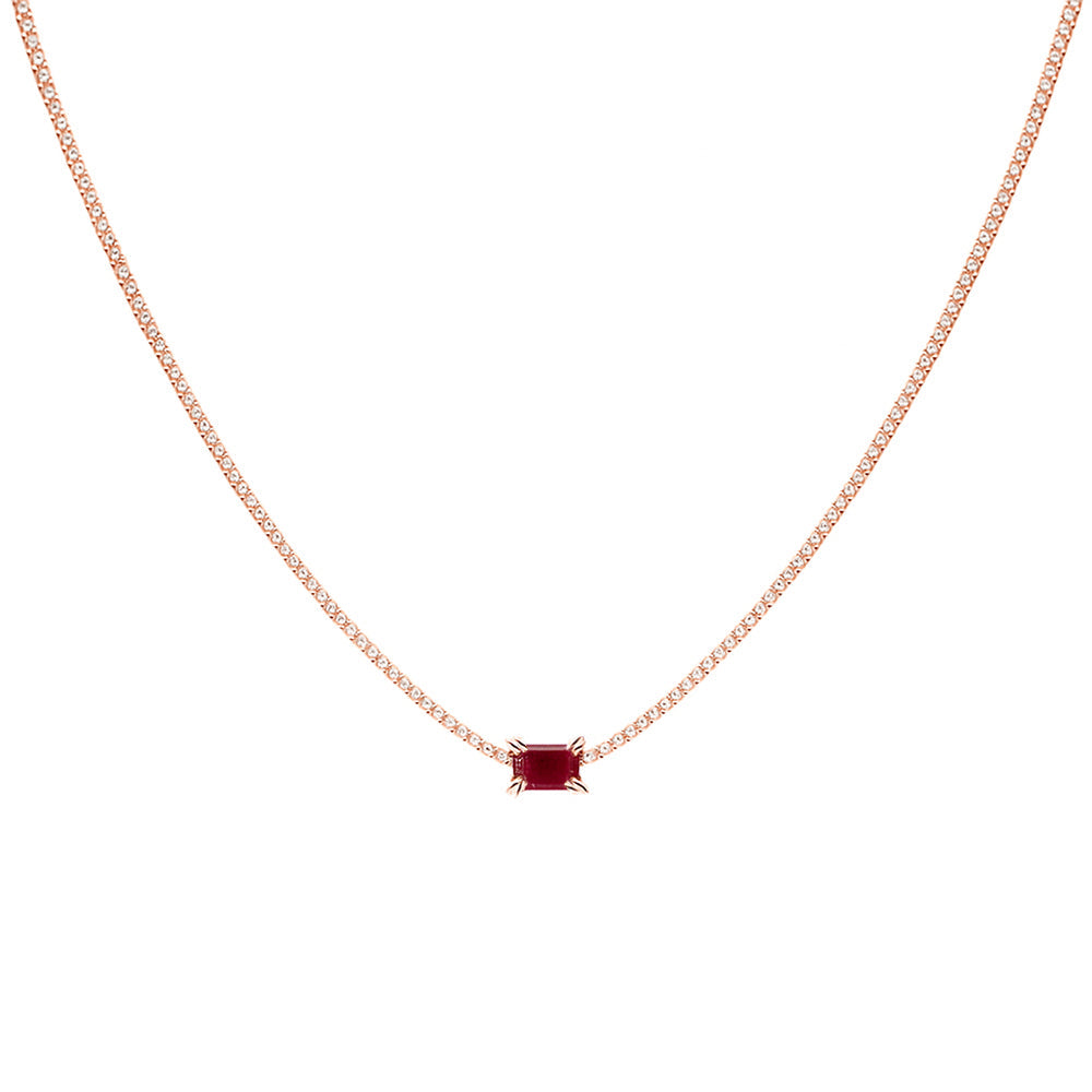SPECIAL!2.50ct G SI 14K Rose Gold Diamond & Ruby Gemstone Tennis Necklace Pendant 16" Long