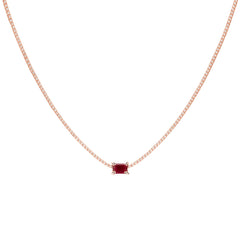 SPECIAL!2.50ct G SI 14K Rose Gold Diamond & Ruby Gemstone Tennis Necklace Pendant 16" Long