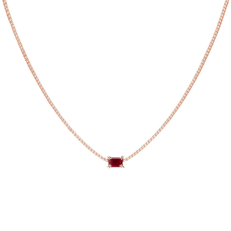 SPECIAL!2.50ct G SI 14K Rose Gold Diamond & Ruby Gemstone Tennis Necklace Pendant 16" Long