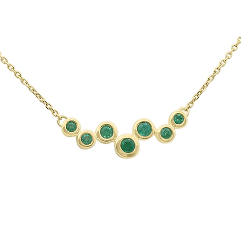 SPECIAL!.23ct G SI 14K Yellow Gold Emerald Gemstone Bezel Bauble Pendant 18" Long