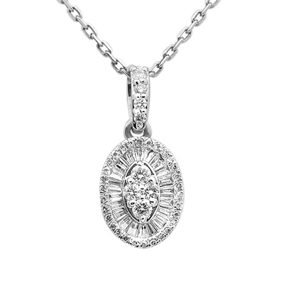 SPECIAL!.25ct G SI 14K White Gold Diamond Oval Medallion Pendant 18" Long