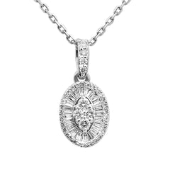 SPECIAL!.25ct G SI 14K White Gold Diamond Oval Medallion Pendant 18" Long