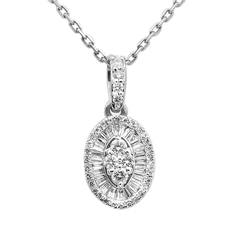 SPECIAL!.25ct G SI 14K White Gold Diamond Oval Medallion Pendant 18" Long