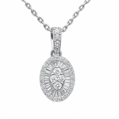 SPECIAL!.25ct G SI 14K White Gold Diamond Oval Medallion Pendant 18" Long
