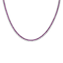 SPECIAL!7.92ct G SI 14K White Gold Diamond & Pink Sapphire Gemstone Pendant Tennis Necklace 16" Long
