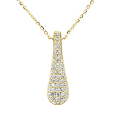 SPECIAL!.26ct G SI 14K Yellow Gold Modern Drop Dangle Diamond Pendant 18" Long