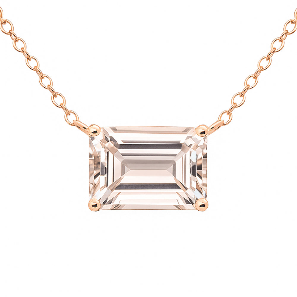 SPECIAL!2.11ct G SI 14K Rose Gold Natural Morganite Gemstone Soliatire Pendant 18" Long
