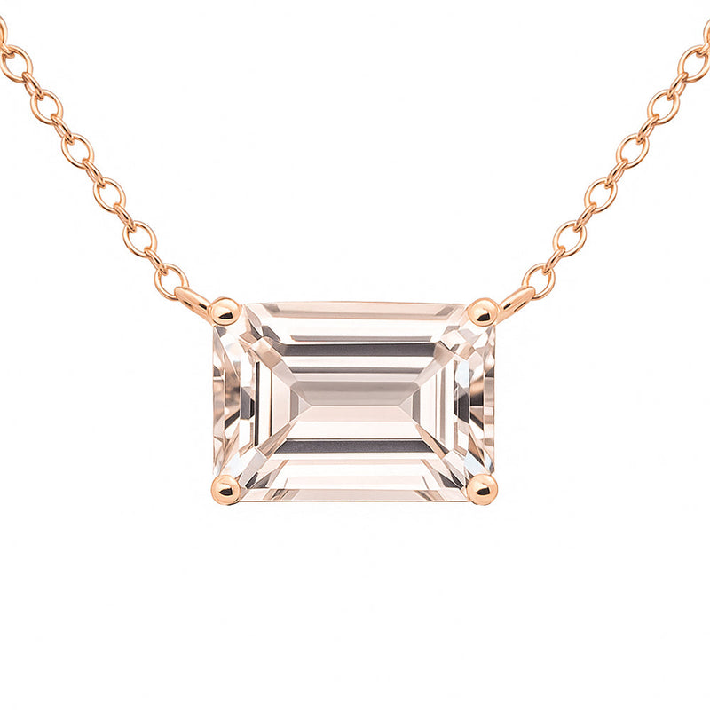 SPECIAL!2.11ct G SI 14K Rose Gold Natural Morganite Gemstone Soliatire Pendant 18" Long