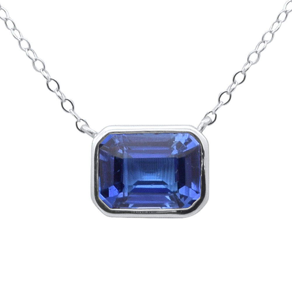 SPECIAL!1.50ct G SI 14K White Gold Bezel Set Tanzanite Gemstone Pendant 18" Long
